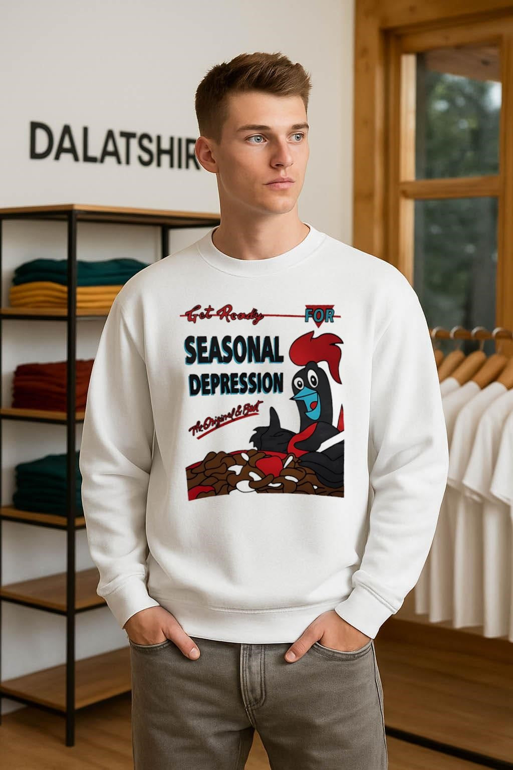Get Ready For Seasonal Depression Rooster Cereal Parody shirt