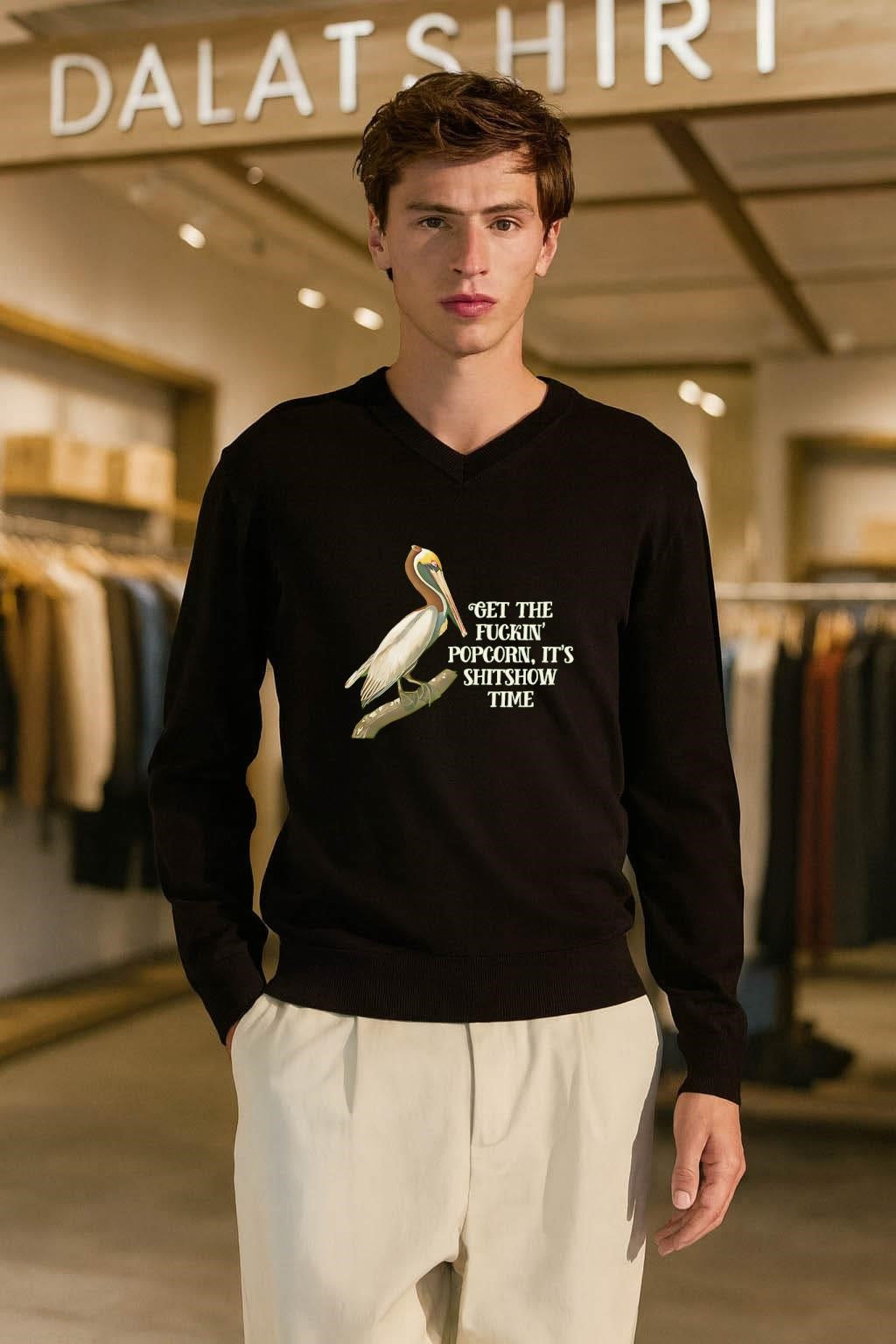 Get The Fuckin’ Popcorn It’s Shitshow Time Pelican Bird shirt