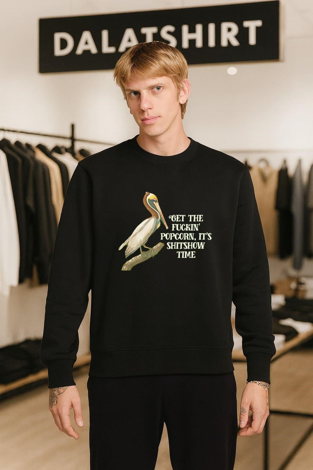 Get The Fuckin’ Popcorn It’s Shitshow Time Pelican Bird shirt