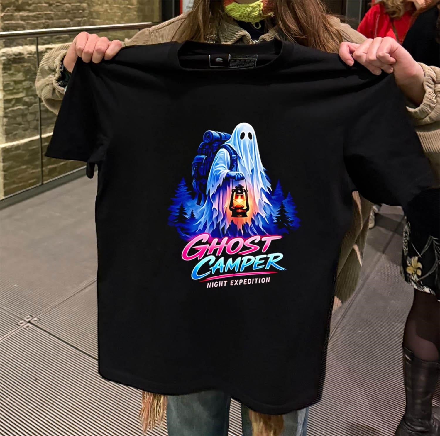 Ghost Camper Night Expedition Lantern Forest shirt