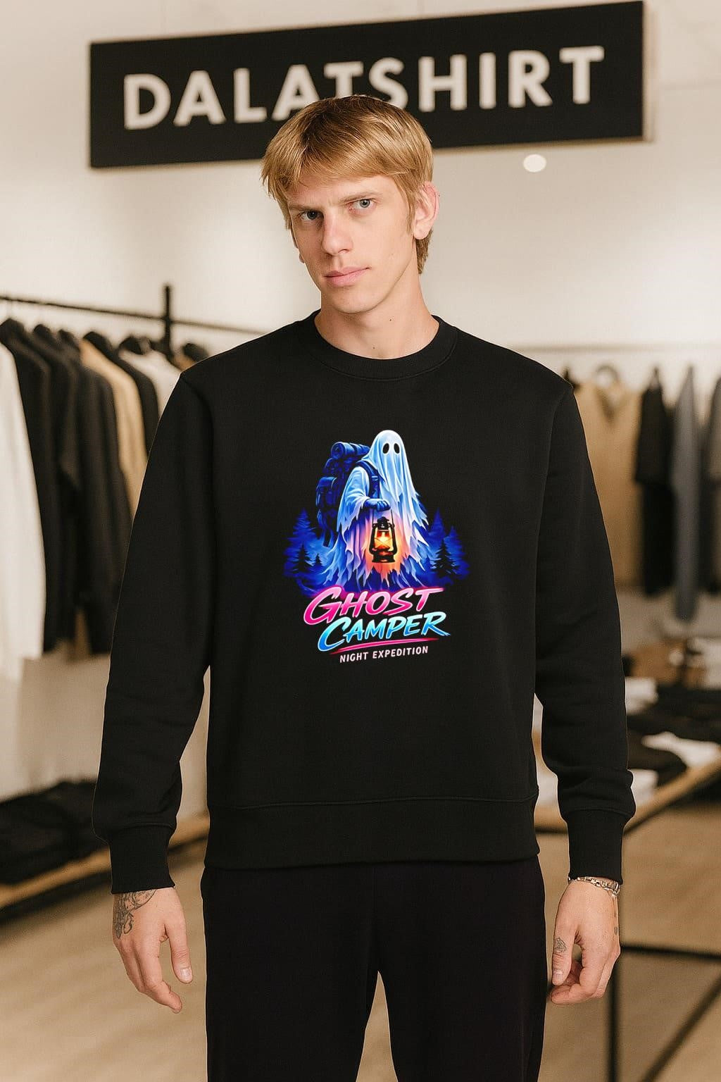 Ghost Camper Night Expedition Lantern Forest shirt