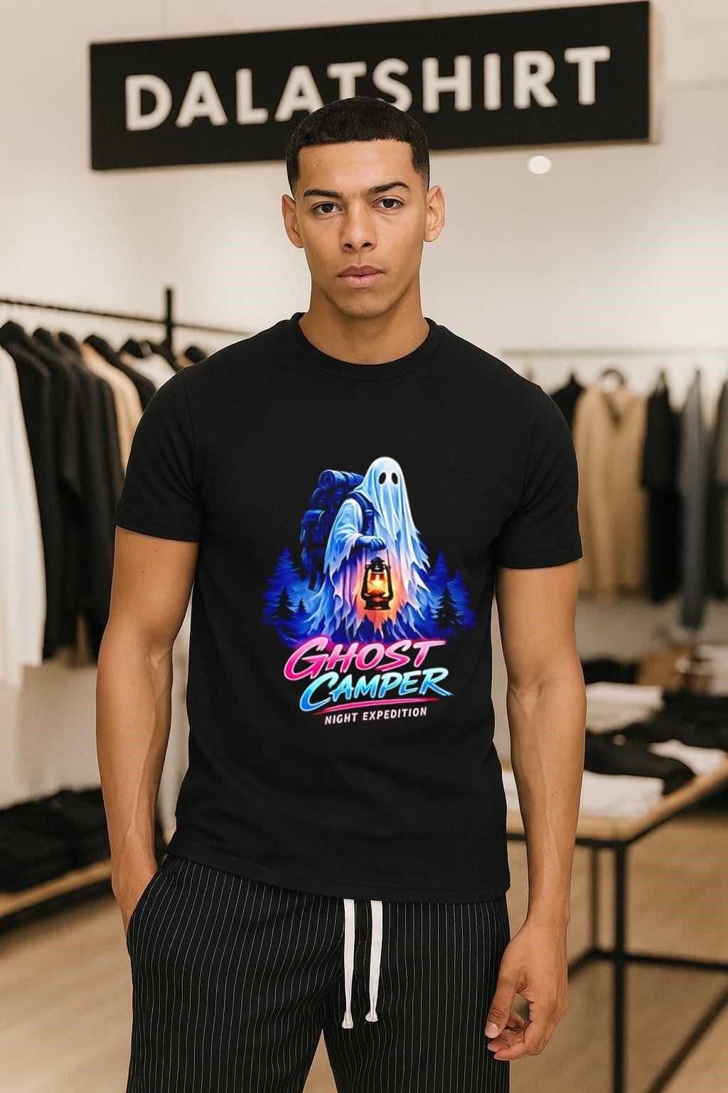 Ghost Camper Night Expedition Lantern Forest shirt