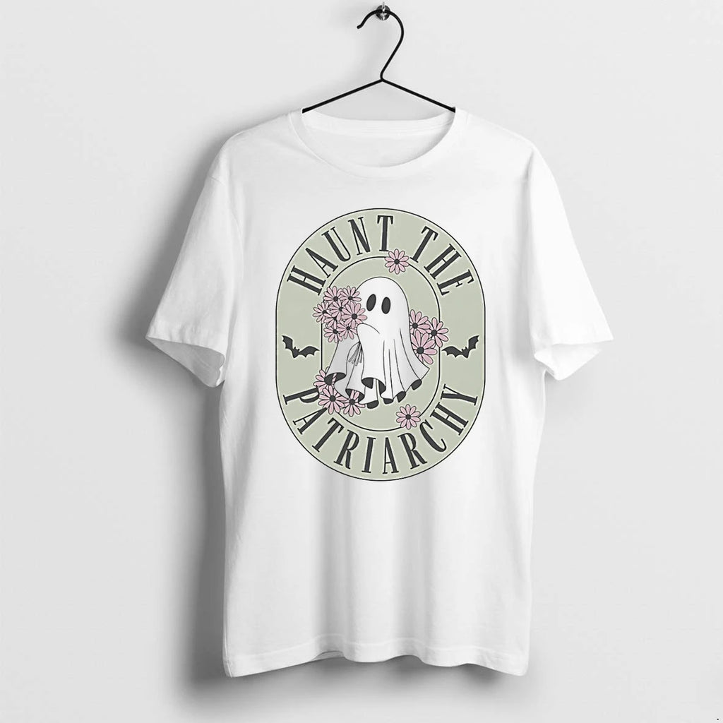 Ghost With Flowers Haunt The Patriarchy Halloween Tshirts Sweater