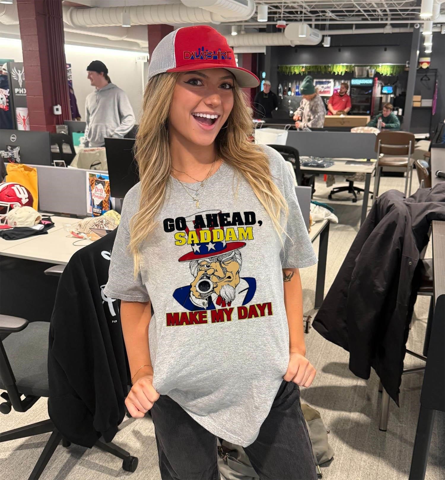 Go Ahead Saddam Make My Day Uncle Sam Gun shirt