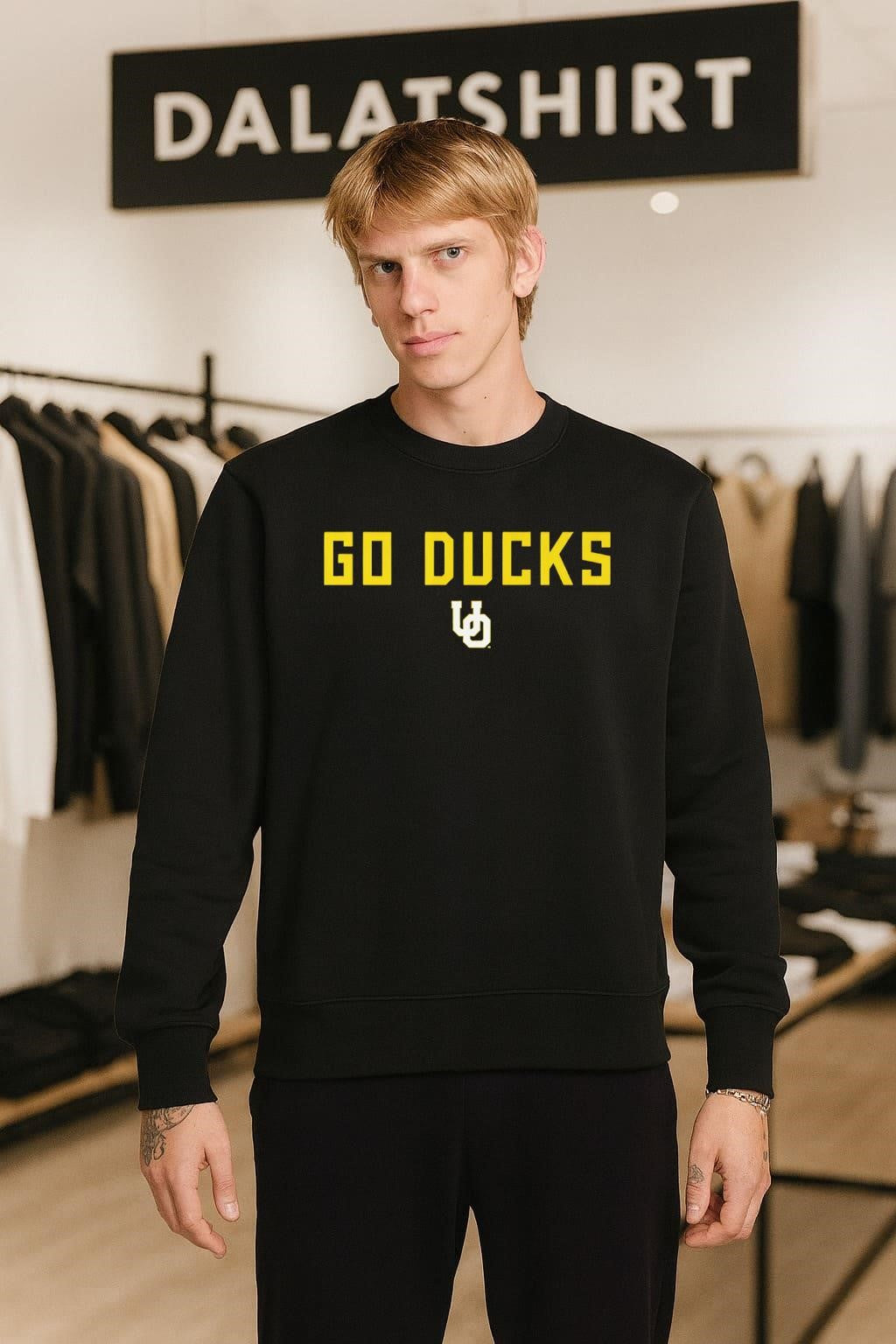 Go Ducks UO Yellow and White Logo shirt