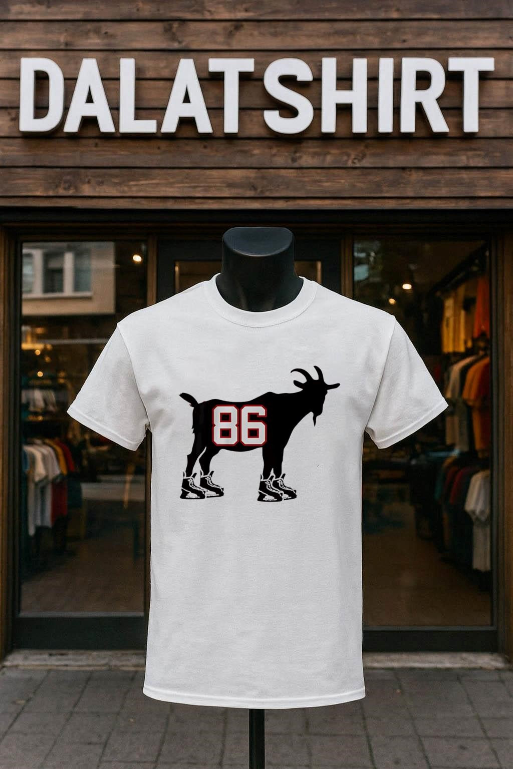 Goat Number 86 Wearing Hockey Skates Graphic shirt