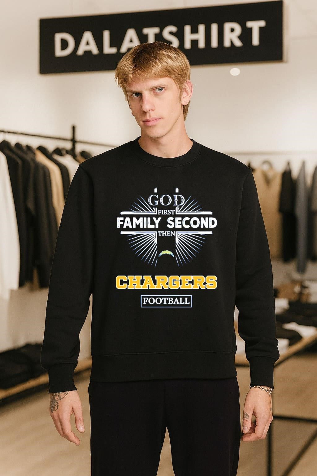 God First Family Second Then Chargers Logo Football shirt
