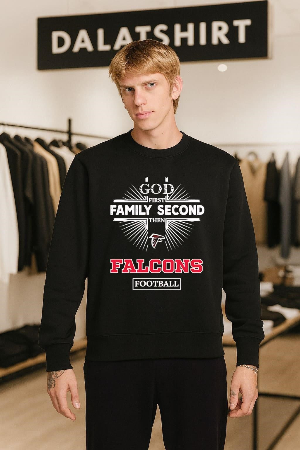 God First Family Second Then Falcons Football Sports Graphic shirt