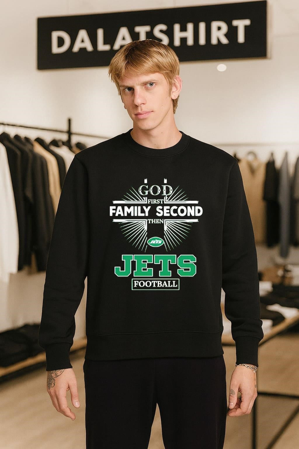 God First Family Second Then Jets Logo Football shirt