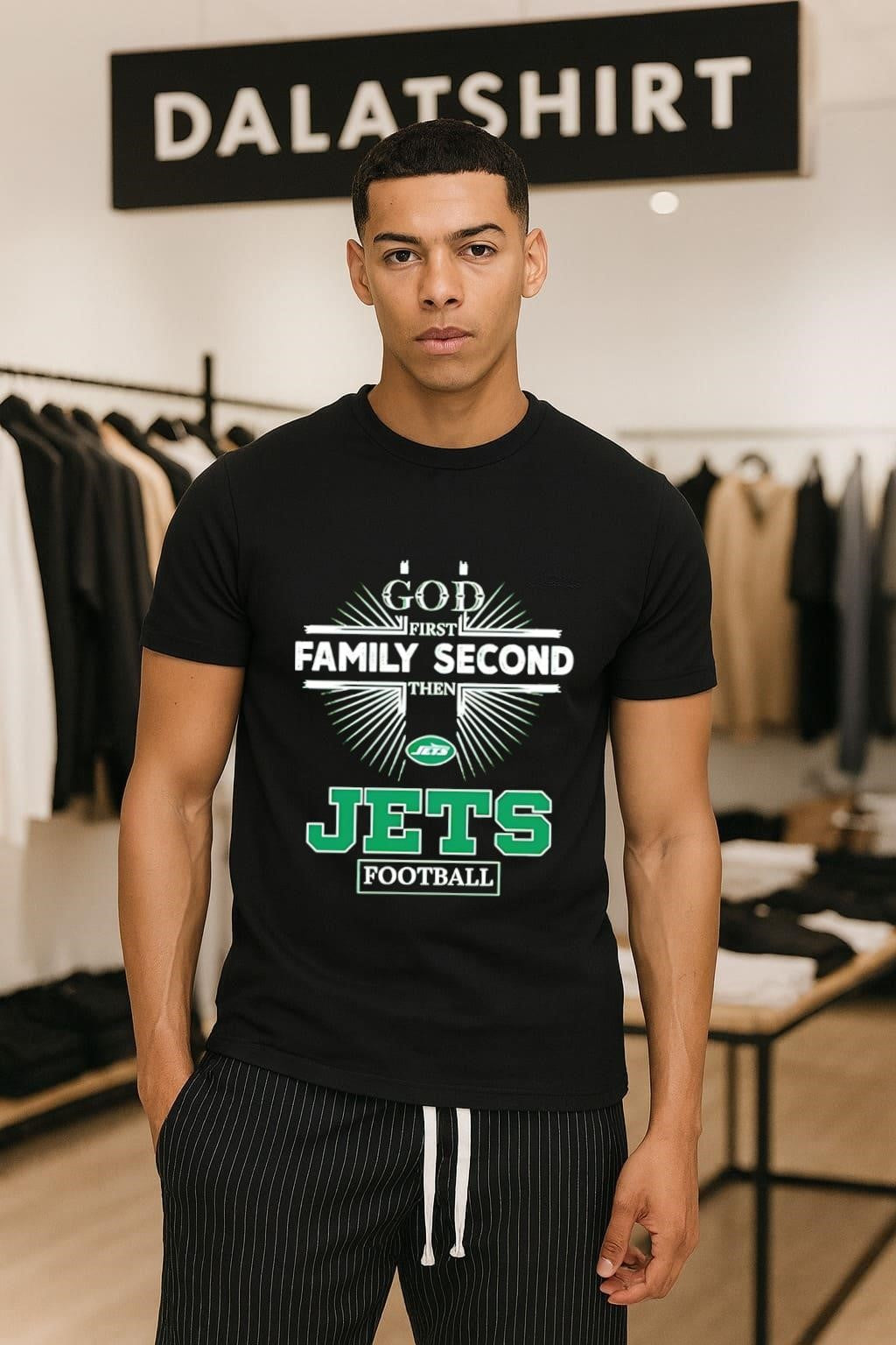 God First Family Second Then Jets Logo Football shirt