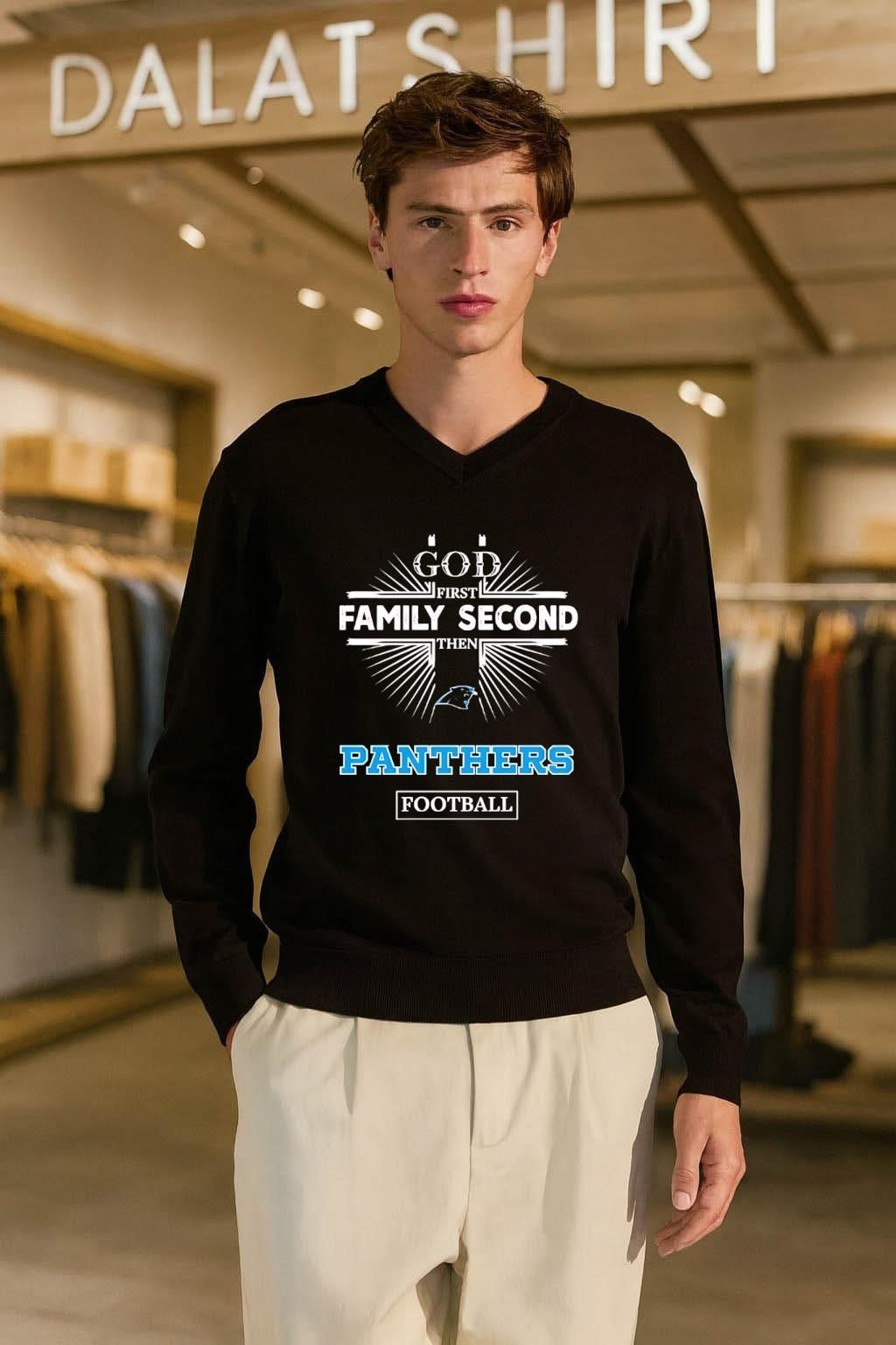 God First Family Second Then Panthers Football Sports Graphic shirt