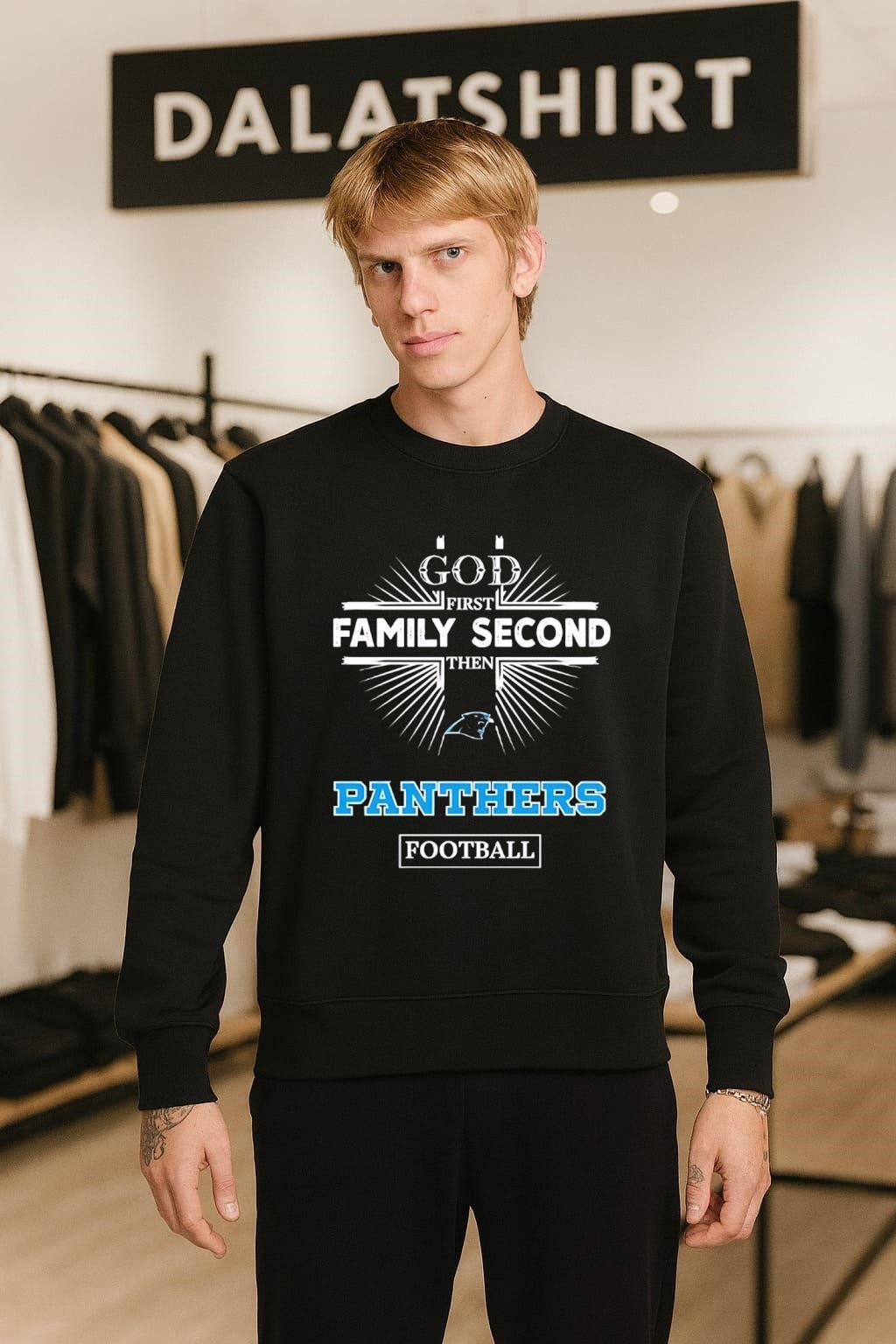 God First Family Second Then Panthers Football Sports Graphic shirt