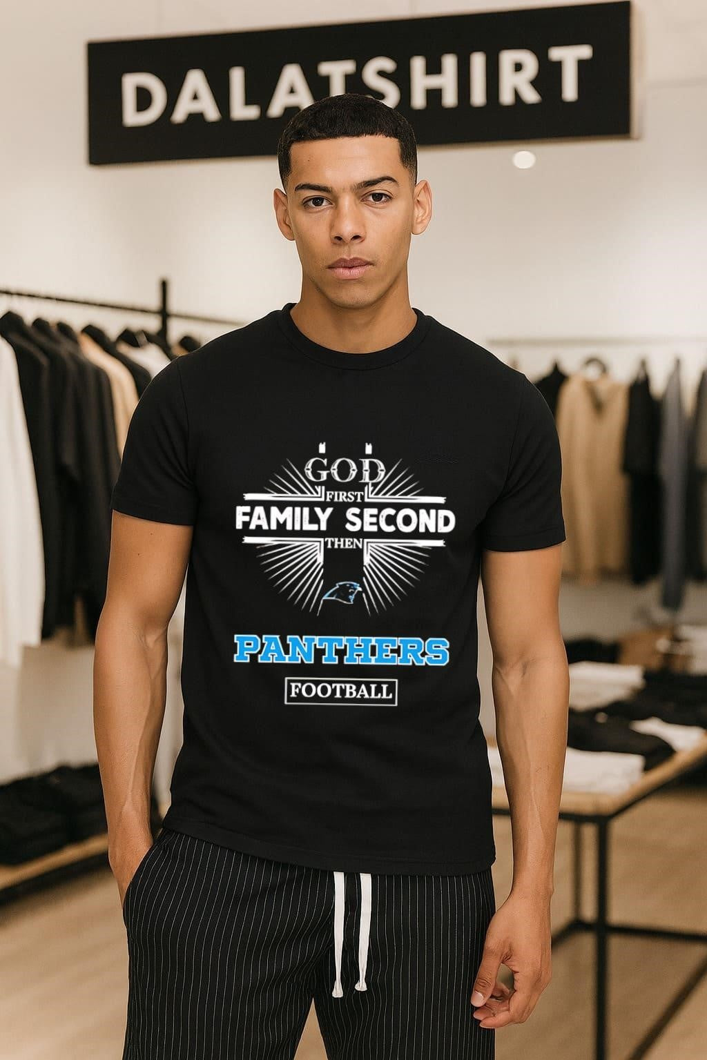 God First Family Second Then Panthers Football Sports Graphic shirt
