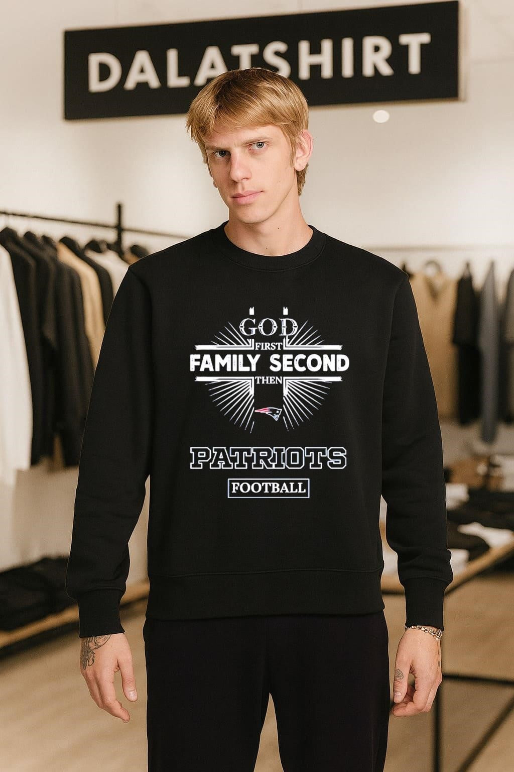 God First Family Second Then Patriots Logo Football shirt