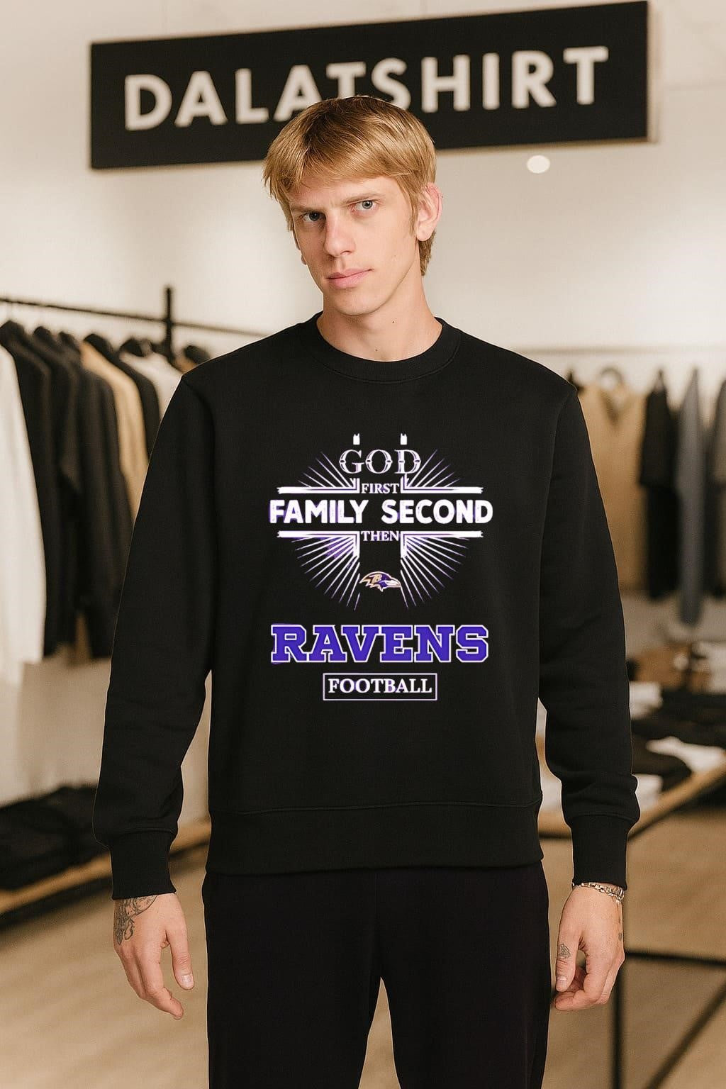 God First Family Second Then Ravens Football Sports Graphic shirt