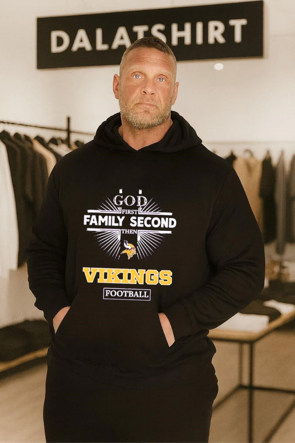 God First Family Second Then Vikings Logo Football shirt