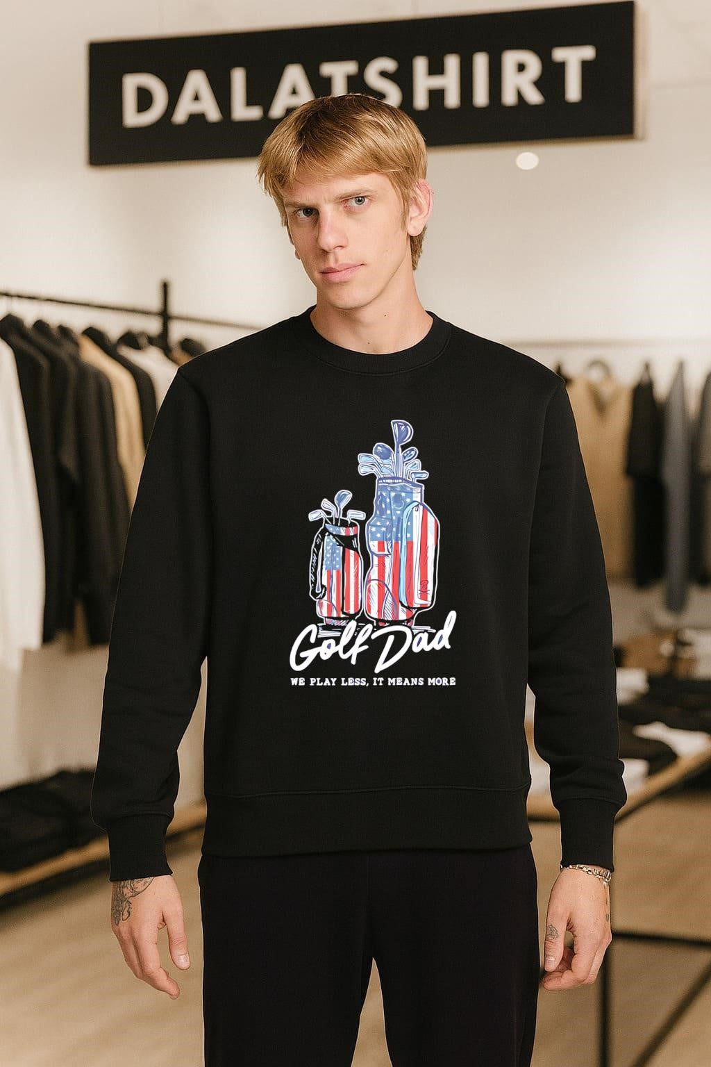 Golf Dad Bags USA we play less it means more shirt