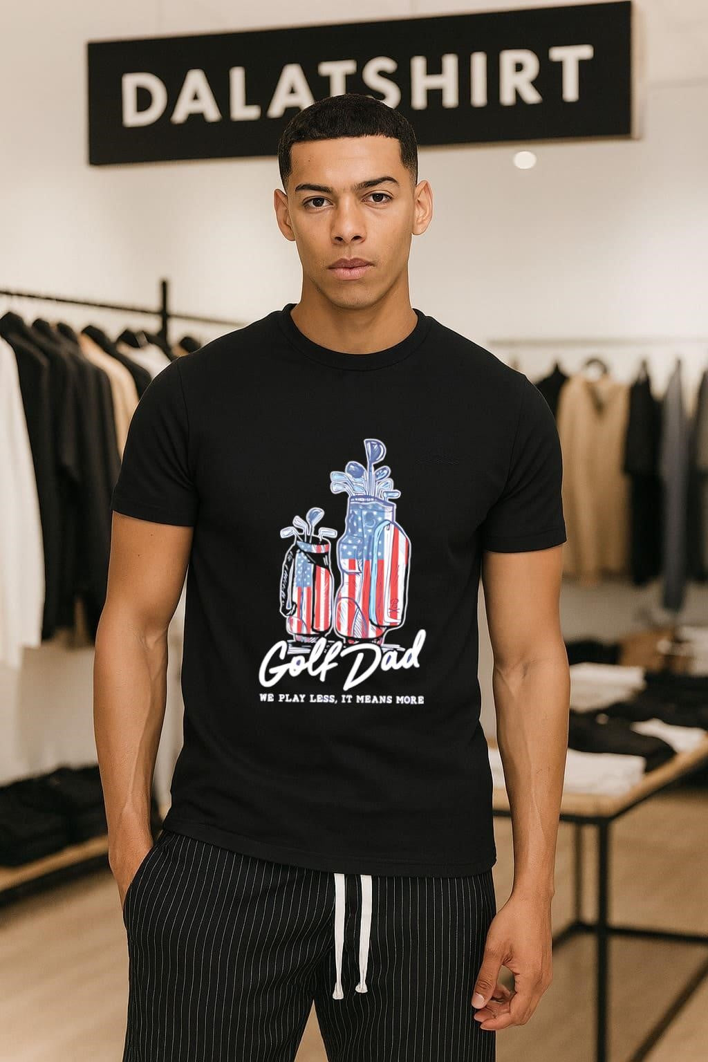 Golf Dad Bags USA we play less it means more shirt