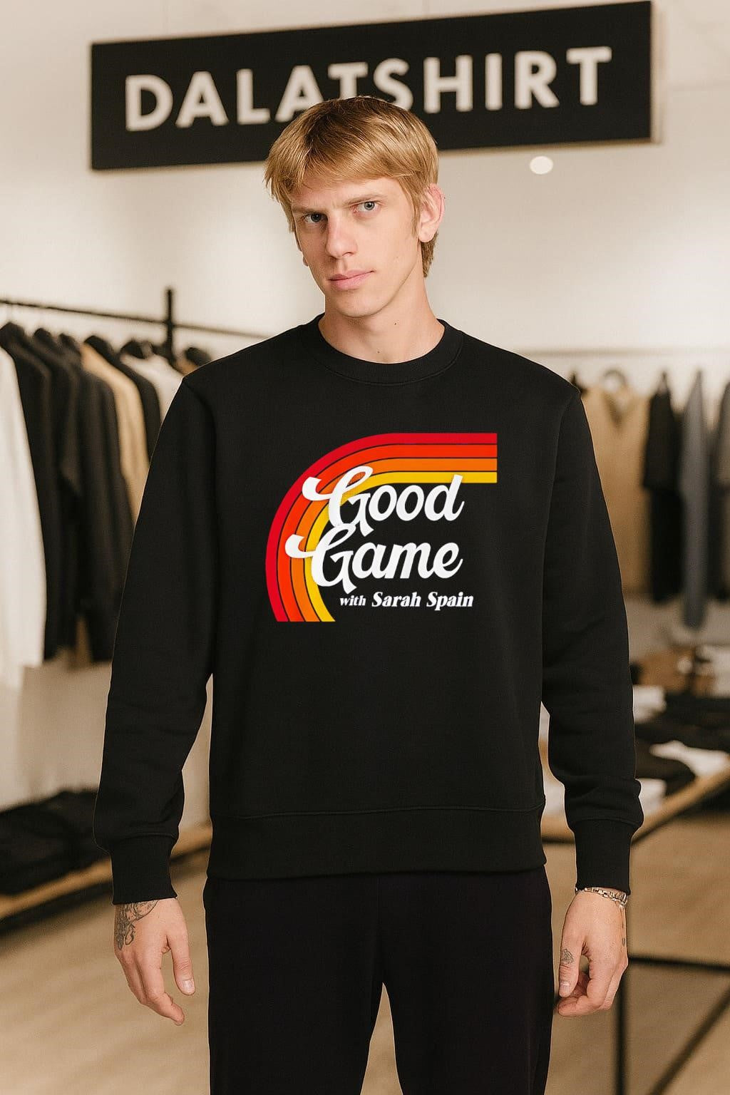 Good Game with Sarah Spain Retro Rainbow Sunset Podcast shirt