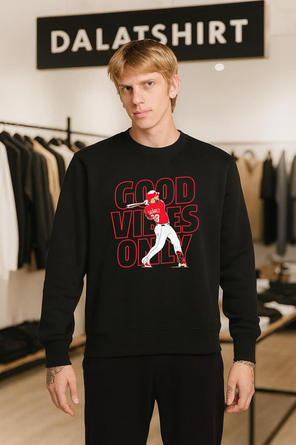 Good Vibes Only Eugenio Suárez 28 Baseball Swing Graphic shirt