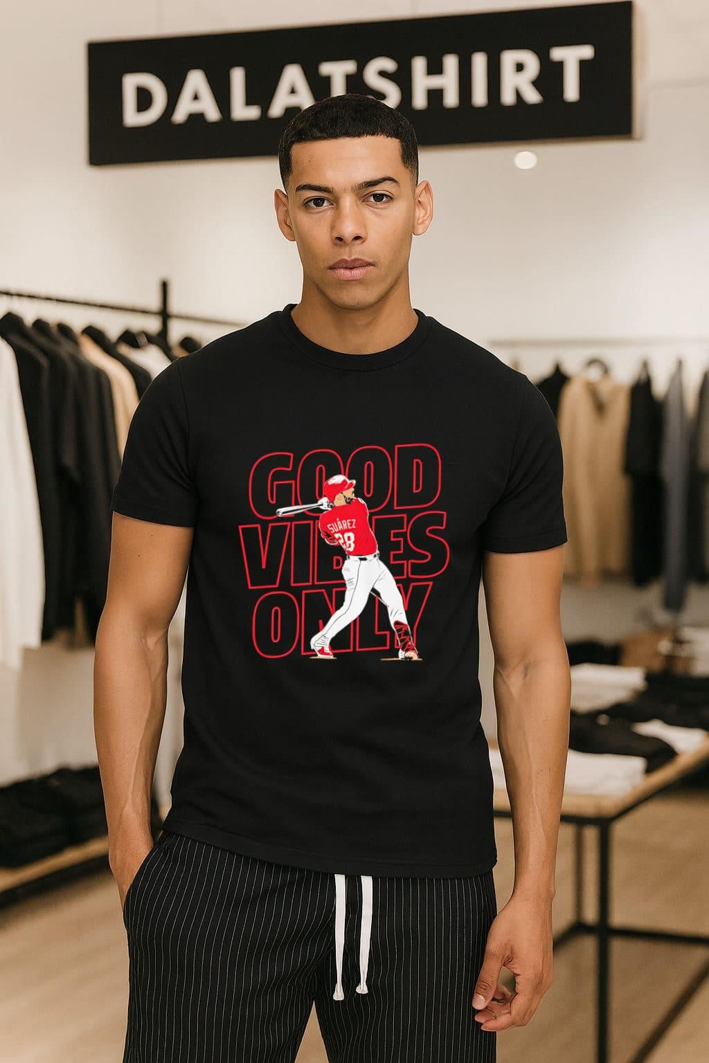 Good Vibes Only Eugenio Suárez 28 Baseball Swing Graphic shirt