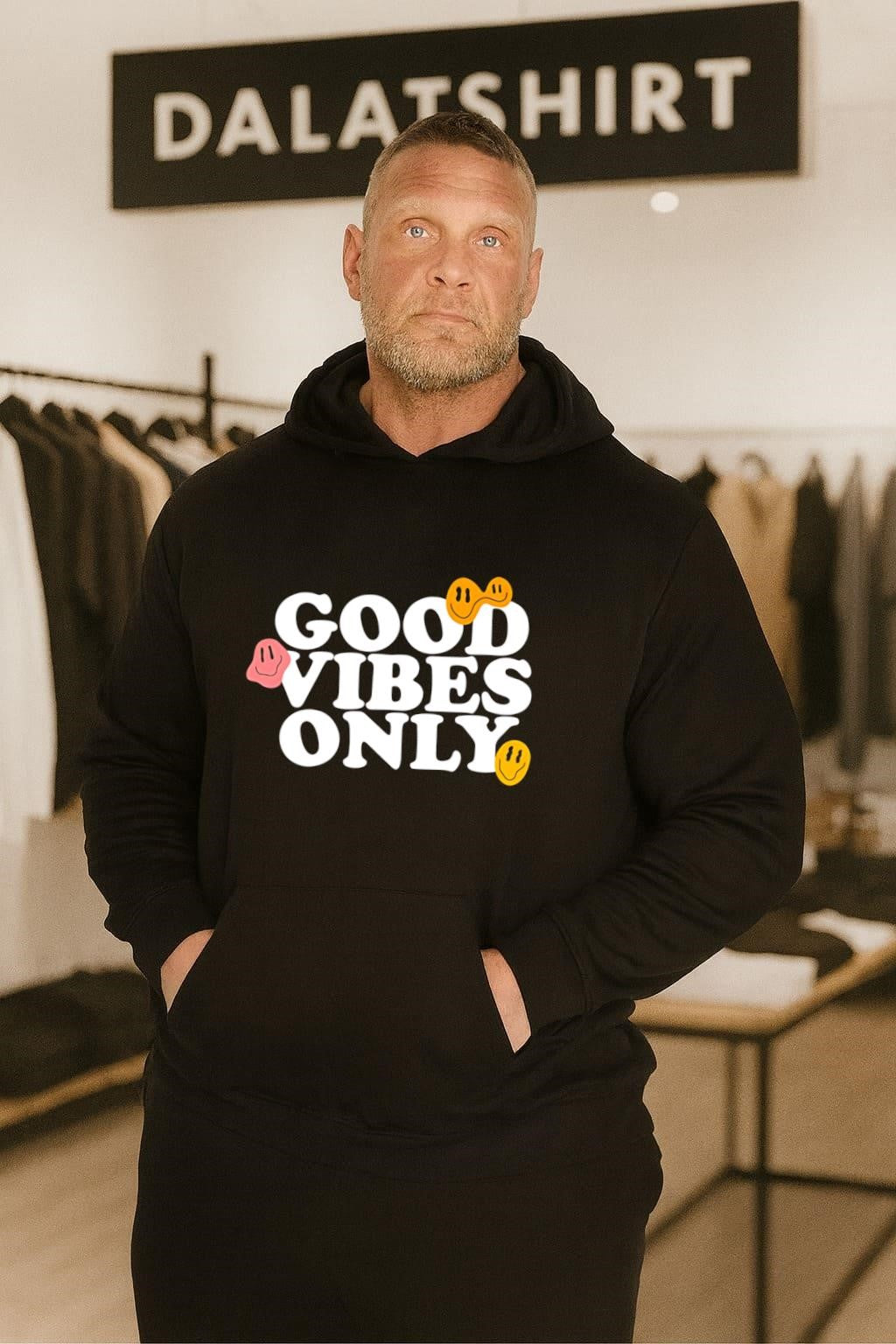 Good Vibes Only smiling face emoji shirt