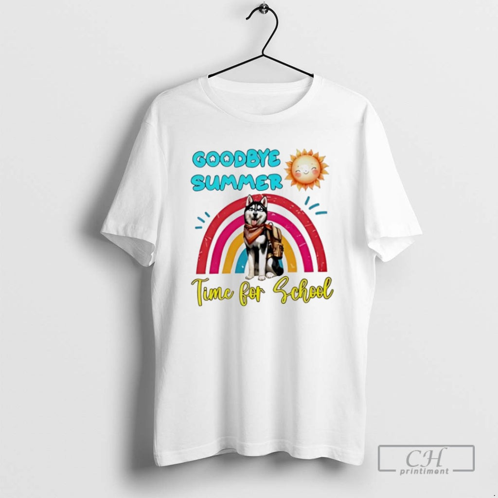 Goodbye Summer Dog Hello Fall Time For School T Shirts