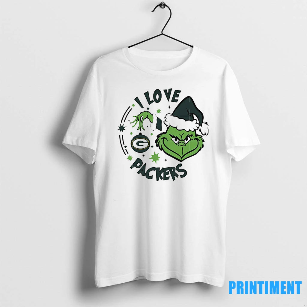 Green Bay Packers X Santa Grinch I Love Packers Christmas Tshirts Sweater