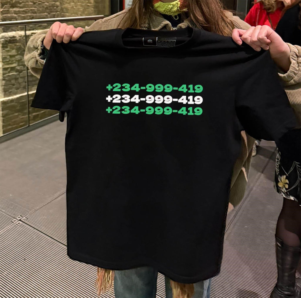 Green and White Nigerian Country Code Telephone Number shirt