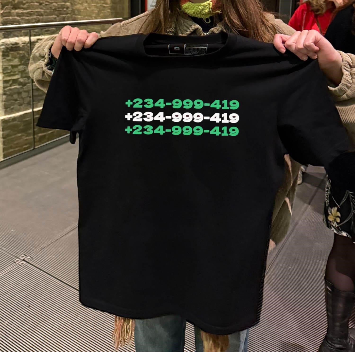 Green and White Nigerian Country Code Telephone Number shirt
