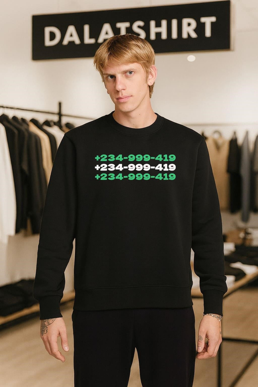 Green and White Nigerian Country Code Telephone Number shirt