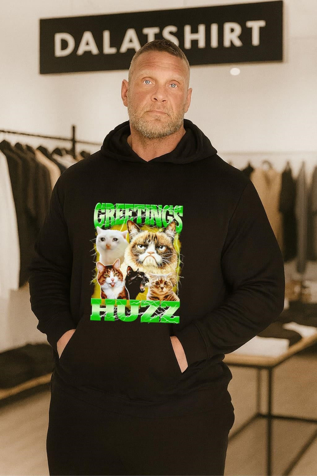 Greetings Huzz Lightning and Famous Meme Cats shirt