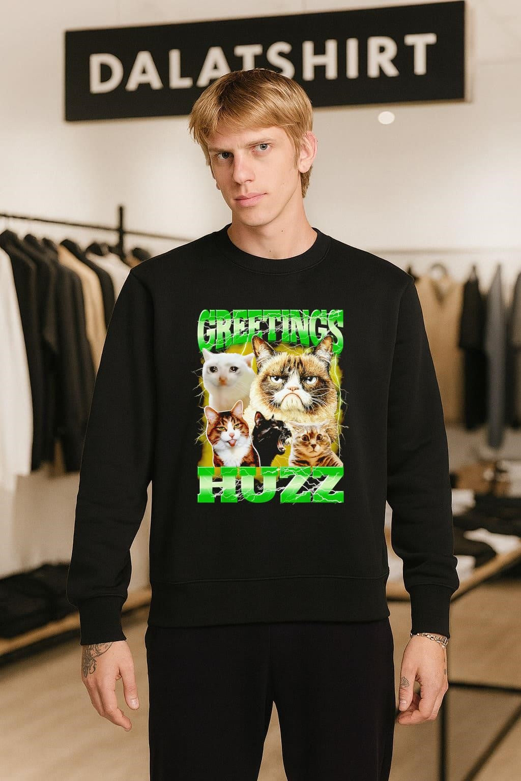 Greetings Huzz Lightning and Famous Meme Cats shirt