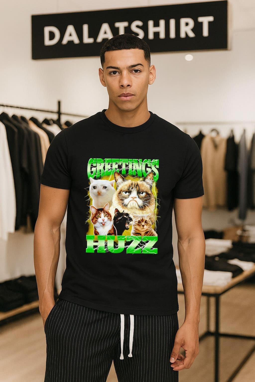 Greetings Huzz Lightning and Famous Meme Cats shirt