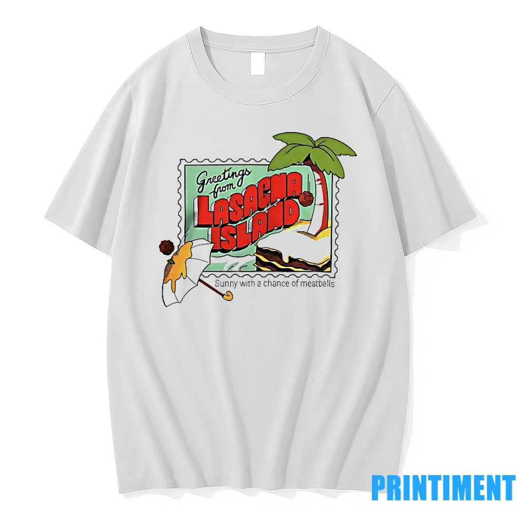 Greetings From Lasagna Island Sunny With A Chance Of Meatballs Tshirts Sweater