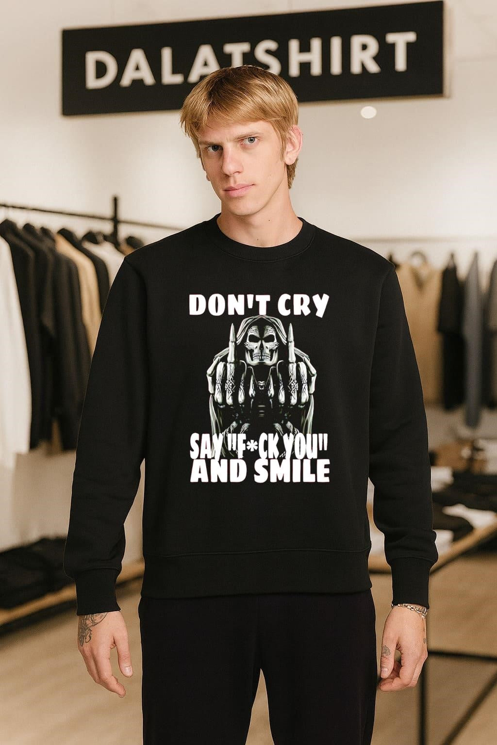 Grim Reaper Middle Finger Don’t Cry Say Fuck You and Smile shirt