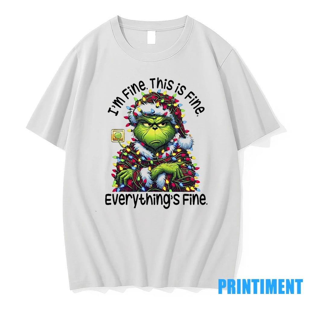 Grinchmas Lights Sarcastic Im Fine This Is Fine Everythings Fine Christmas Tshirts Sweater