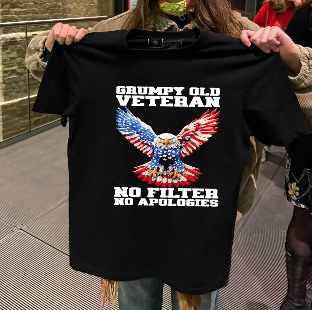 Grumpy Old Veteran American Flag Eagle No Filter shirt