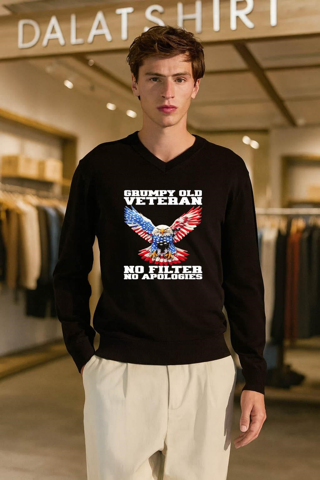 Grumpy Old Veteran American Flag Eagle No Filter shirt