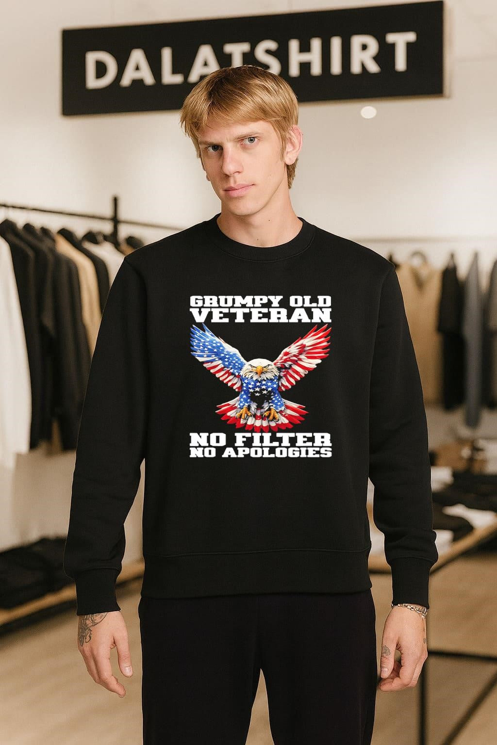 Grumpy Old Veteran American Flag Eagle No Filter shirt