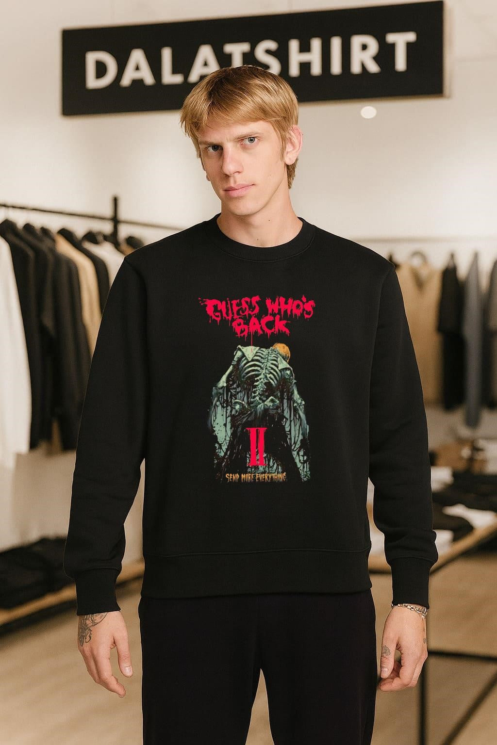 Guess Who’s Back II Send More Everything Skeleton Zombie Horror shirt