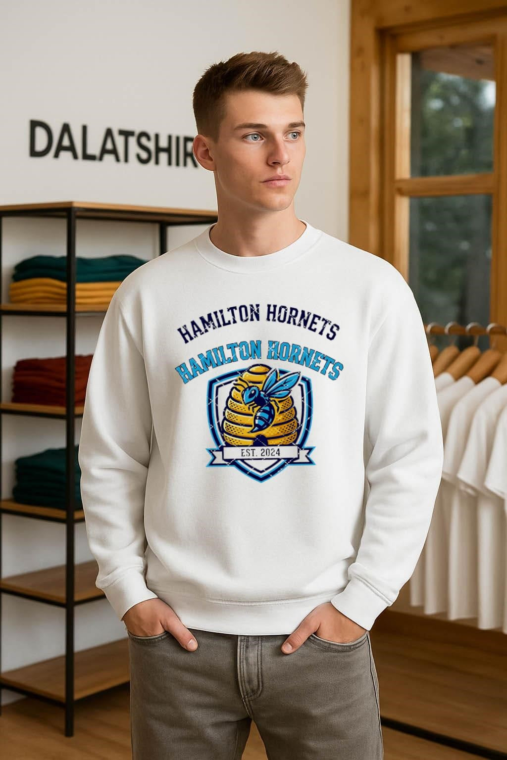Hamilton Hornets Est 2024 Beehive Crest Sports Team Graphic shirt