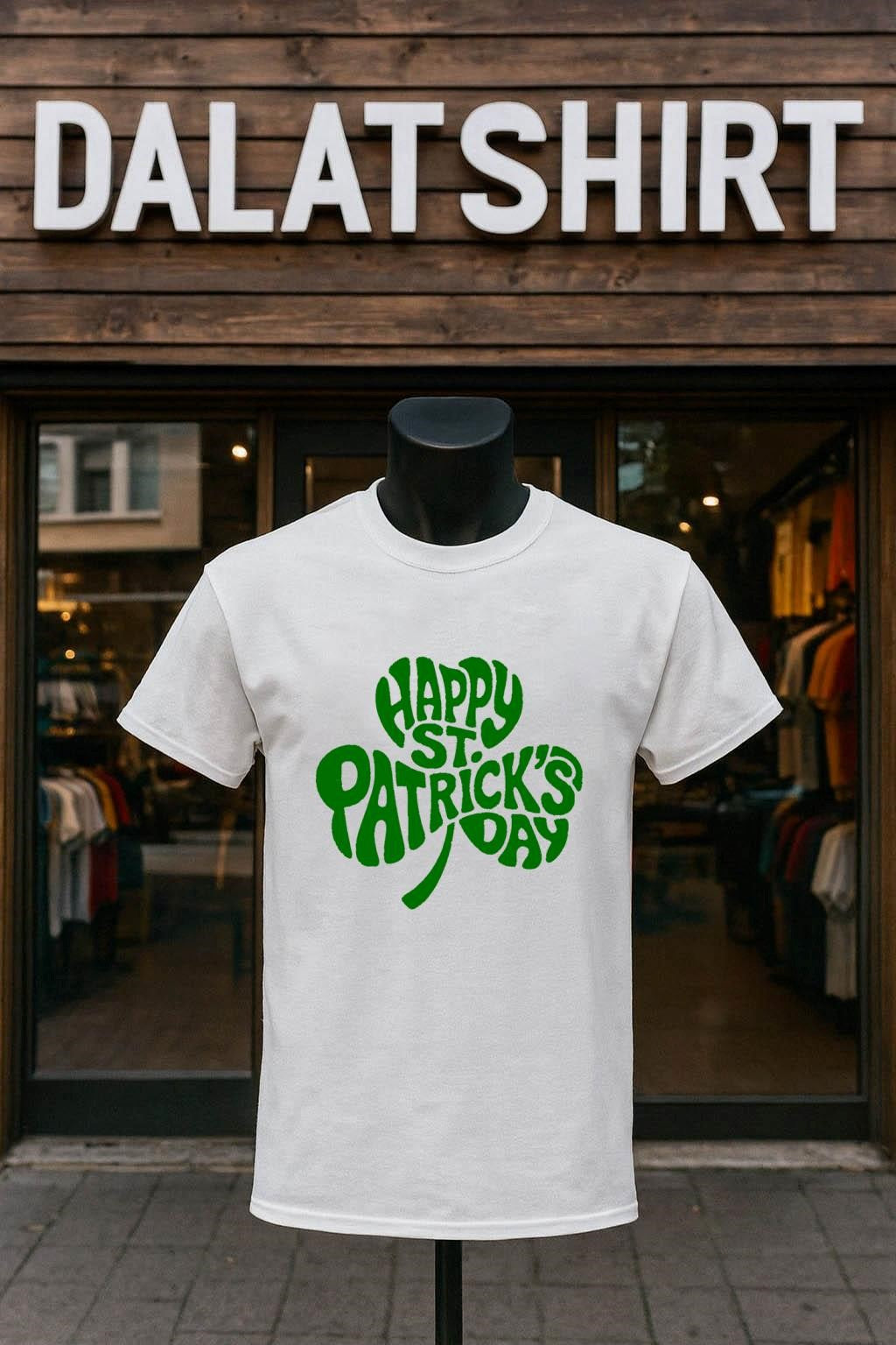 Happy St. Patrick’s Day Green Clover Shamrock Text shirt