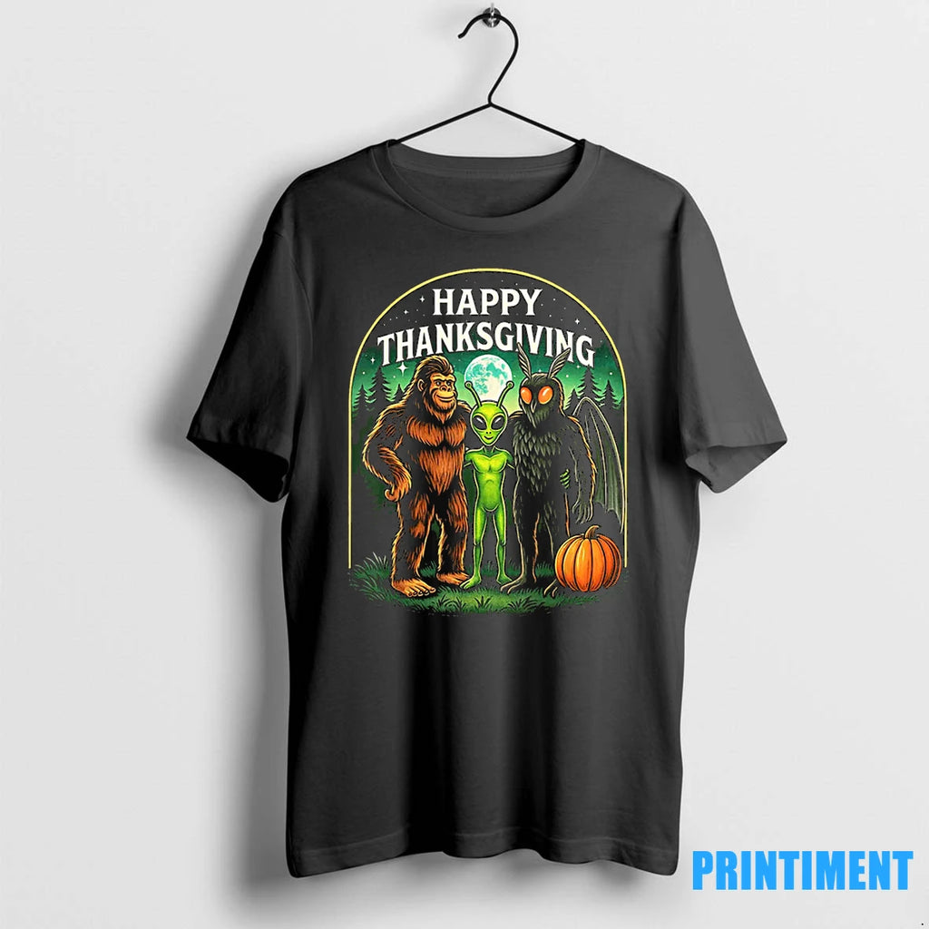 Happy Thanksgiving Men Bigfoot Alien Mothman Sasquatch Tshirts Sweater