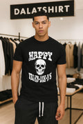 Happy Valen-Die-Ns Metallic Skull Grungy Distressed Goth shirt