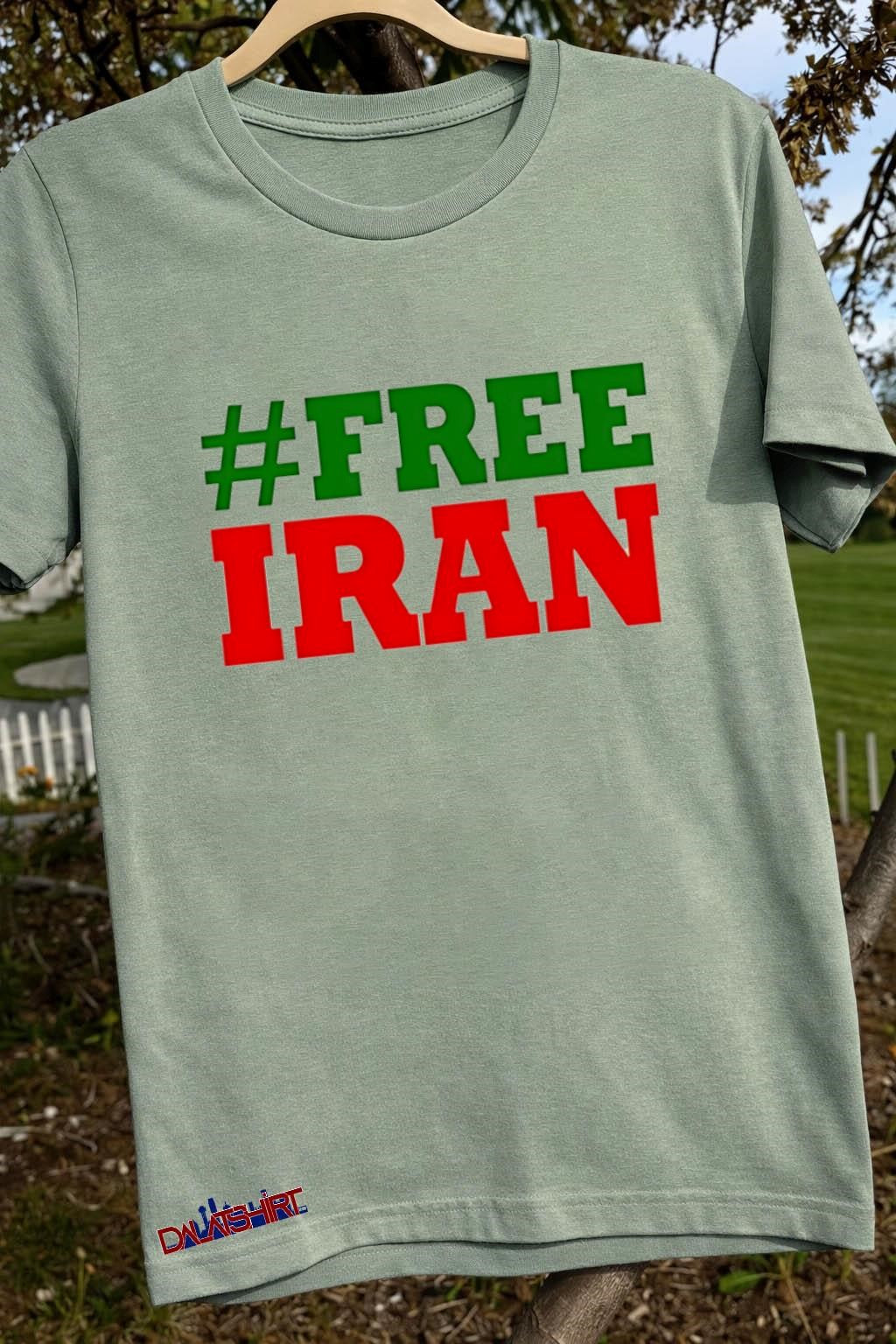 Hash Free Iran Green and Red Text Graphic shirt