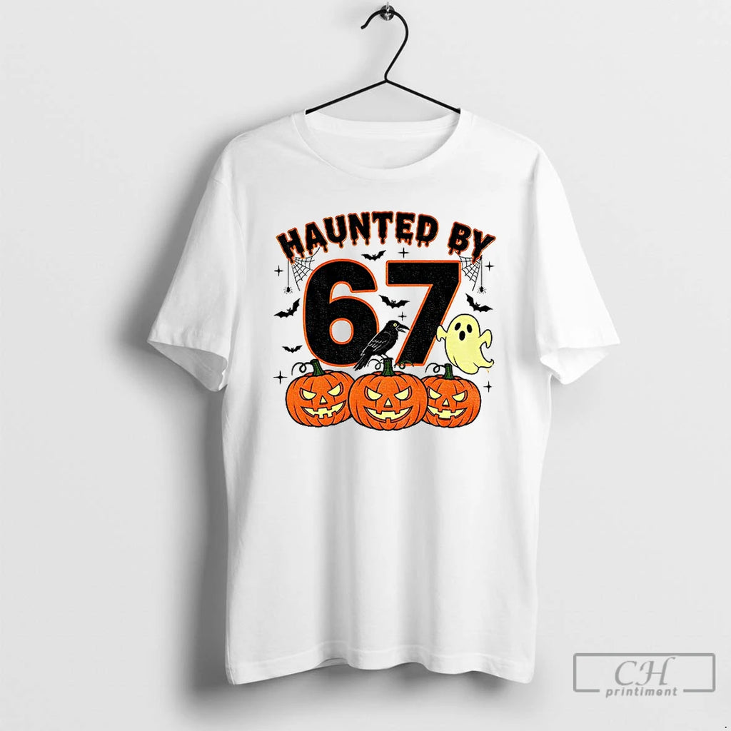 Haunted By 67 Halloween Spooky Ghost Pumpkin T Shirts