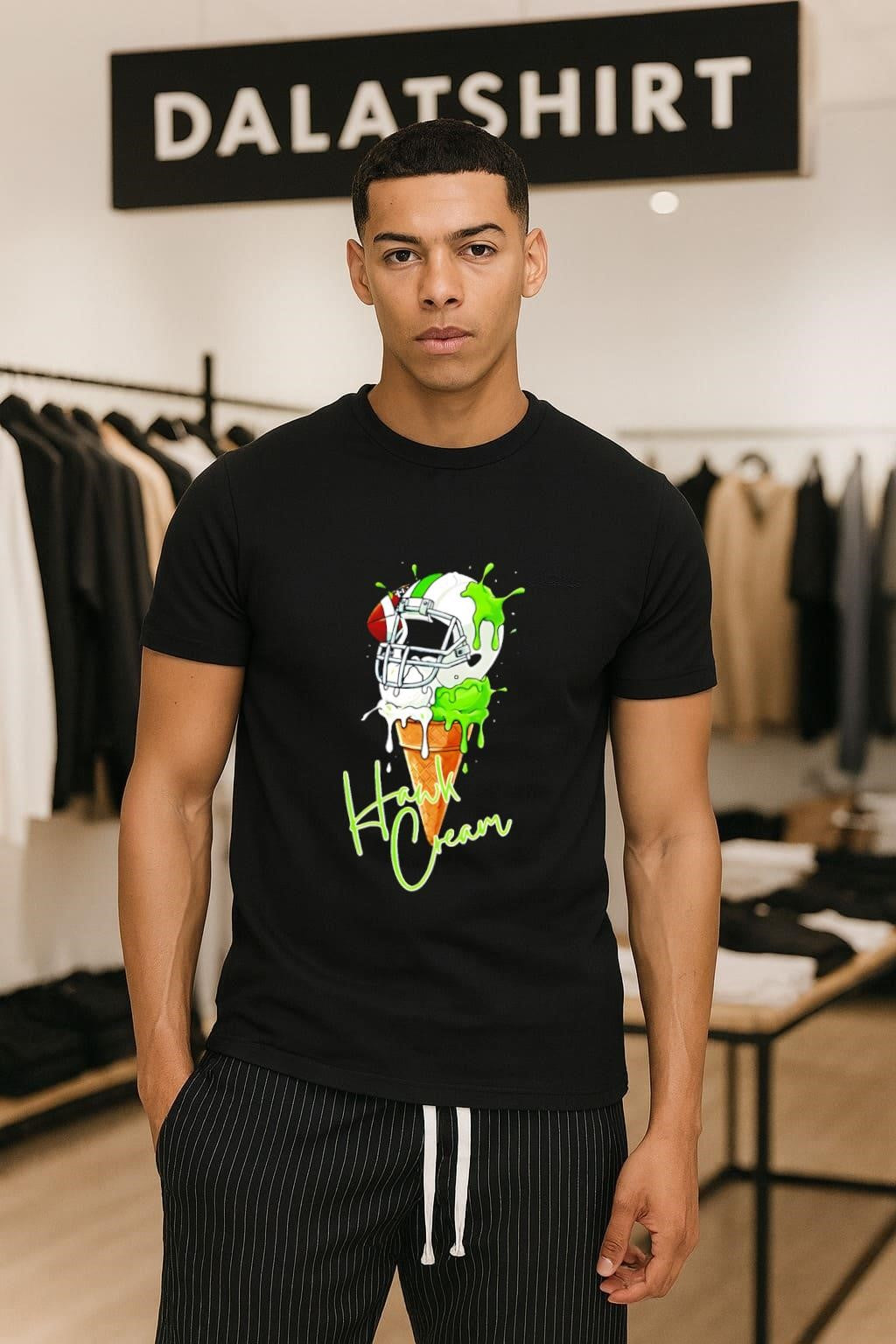 Hawk Cream Melting Helmet Ice Cream Cone Football shirt