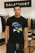 Hawks Eagle Mascot Wearing Beanie Hat Seattle Sports shirt