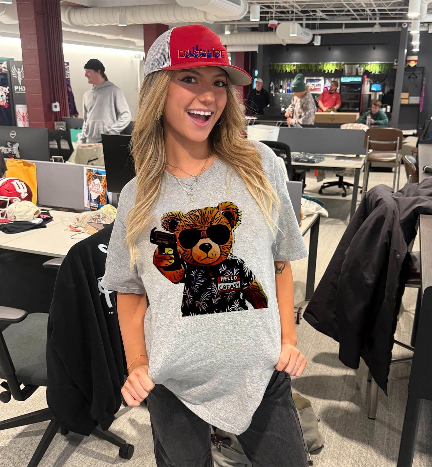 Hello Creasy Bear Holding Gun Wearing Sunglasses shirt